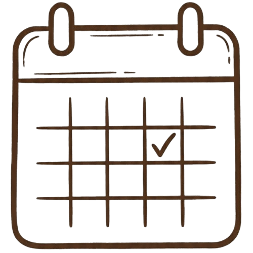 Un hoja de calendario con una marca de check en un casillero. 