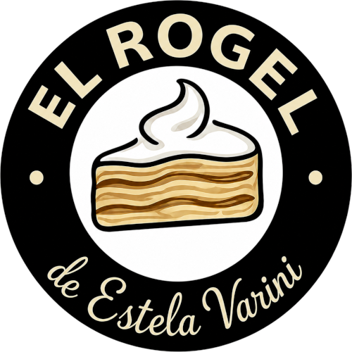 Una porción de rico rogel  con el nombre de Estela Varini